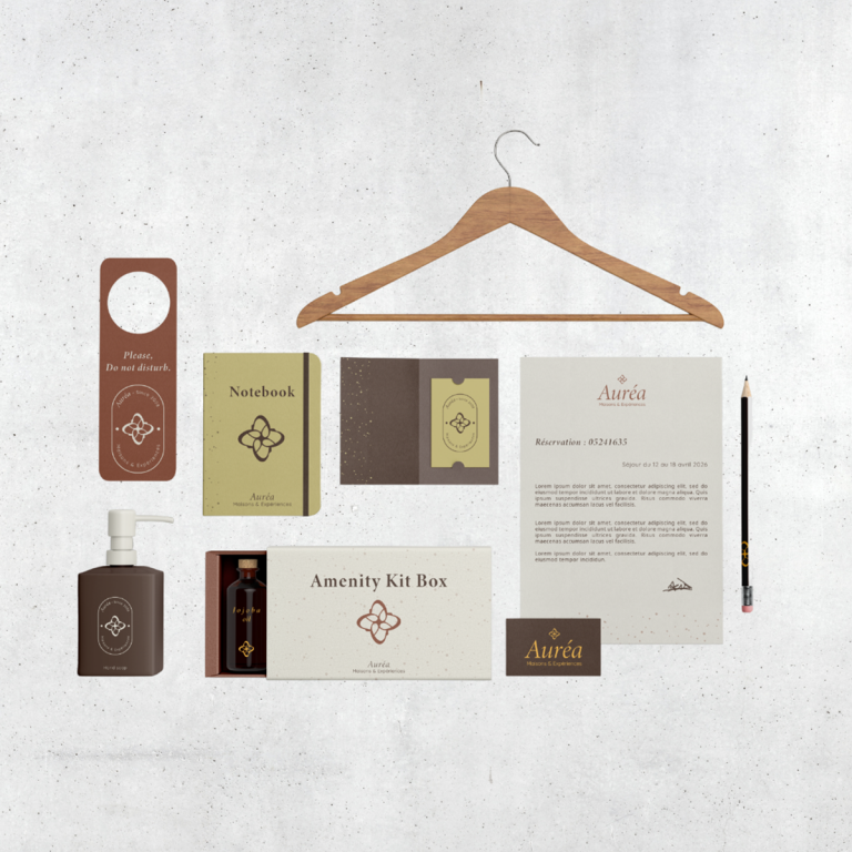Identité visuelle organique et moderne pour un hôtel haut de gamme